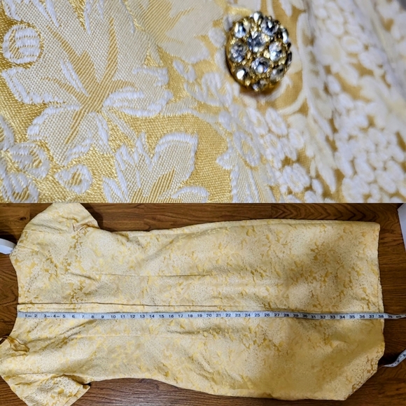 VTG YELLOW JACQUARD 2 pc Dress - Picture 3 of 7